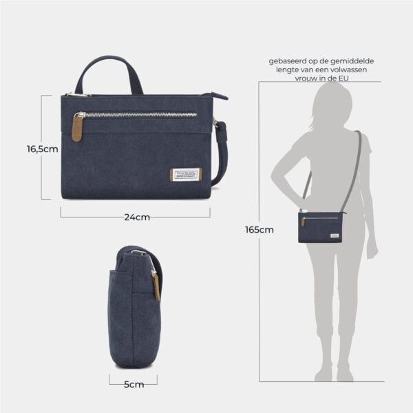 Maattekening van de Travelon Heritage Clutch Tas met de afmetingen in centimeters