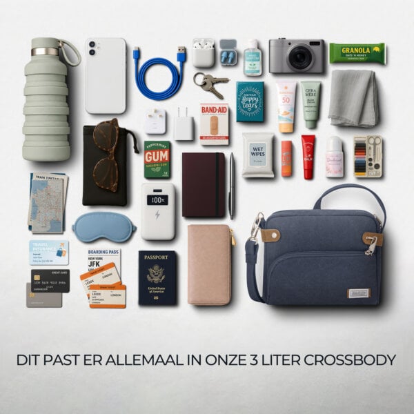 Overzicht van alles wat in de 3 liter Travelon Heritage crossbody tas past