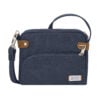 Vooraanzicht van de Travelon Heritage crossbody tas in indigo
