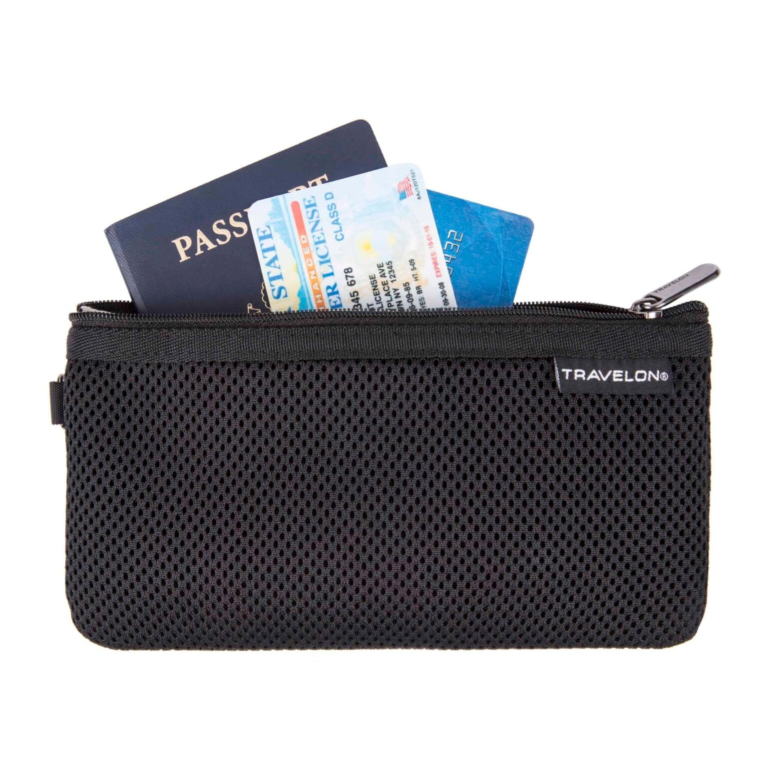 Meegeleverd RFID-etui van de Travelon Metro rugzak met paspoort en creditcards