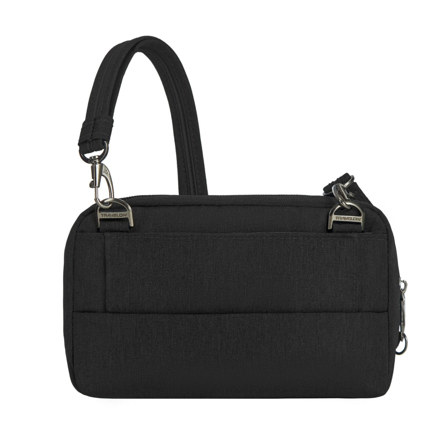 Detail van de snijbestendige schouderband van de Travelon Metro Convertible Crossbody Tas