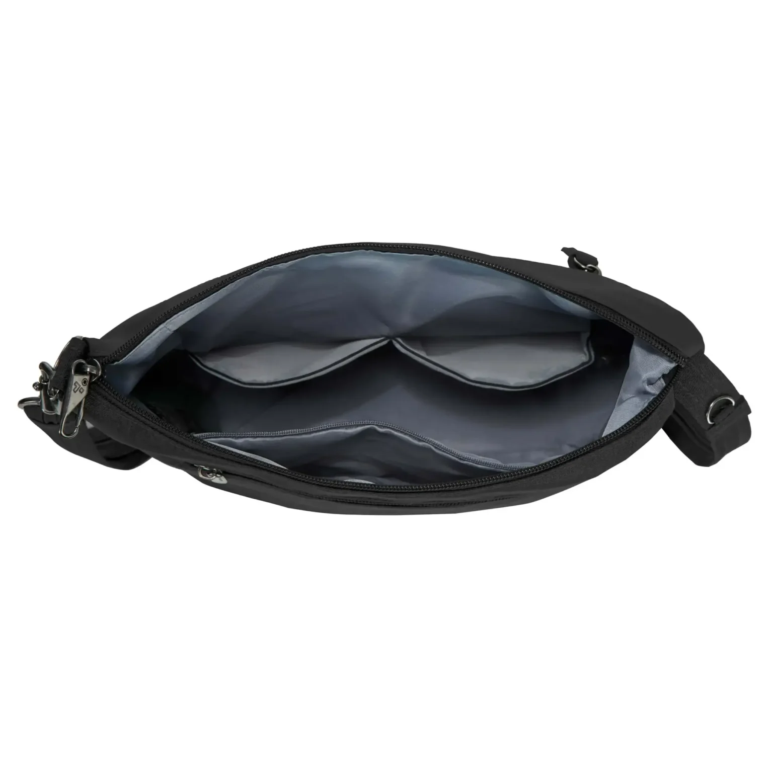 Binnenkant van de Travelon Metro M Crossbody Tas met de vakindeling (3)