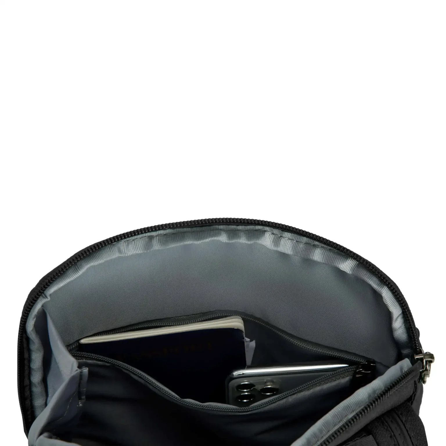 Binnenkant van de Travelon Metro S Crossbody Tas met de vakindeling