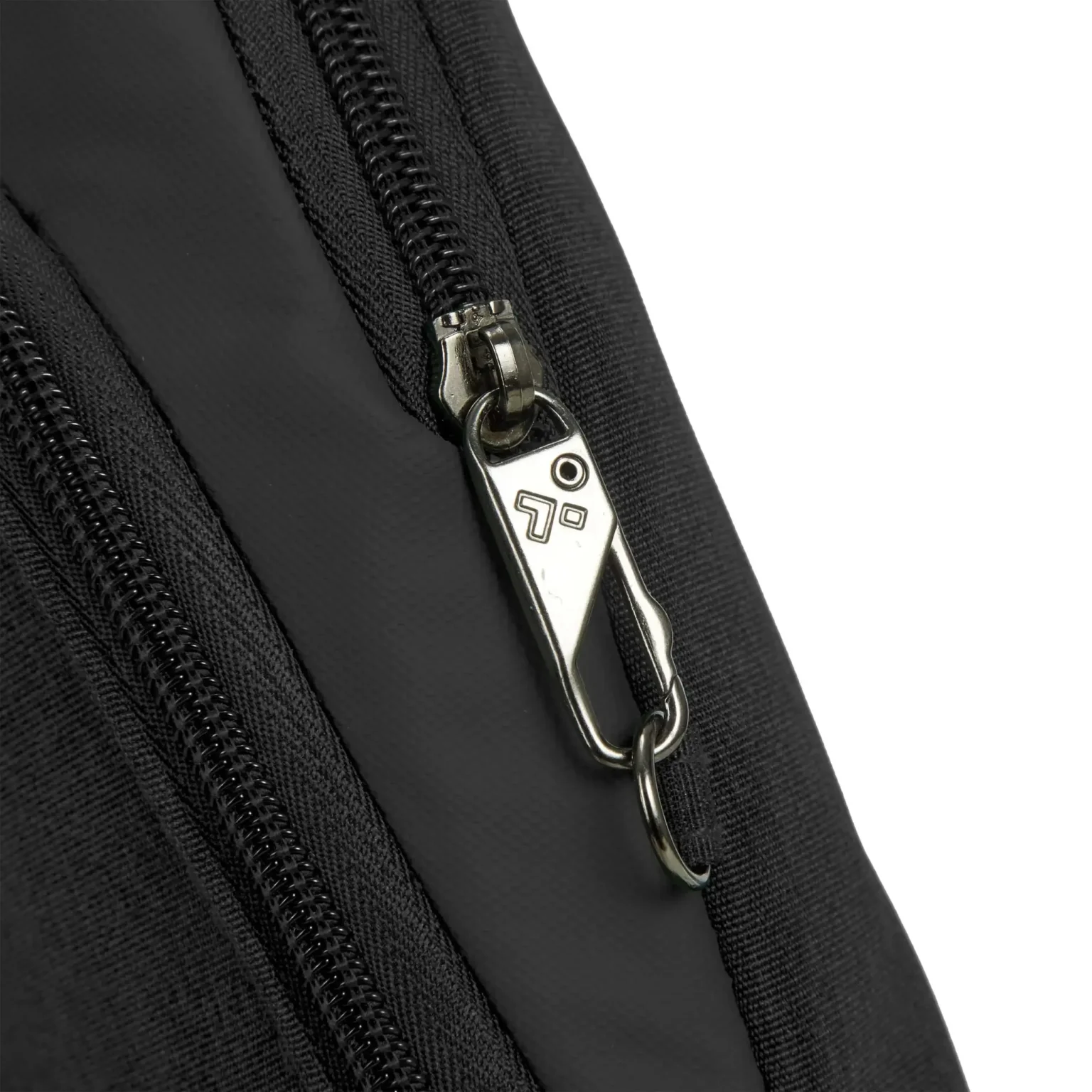 Detail van de vergrendelbare ritsen op de Travelon Metro S Crossbody Tas (3)