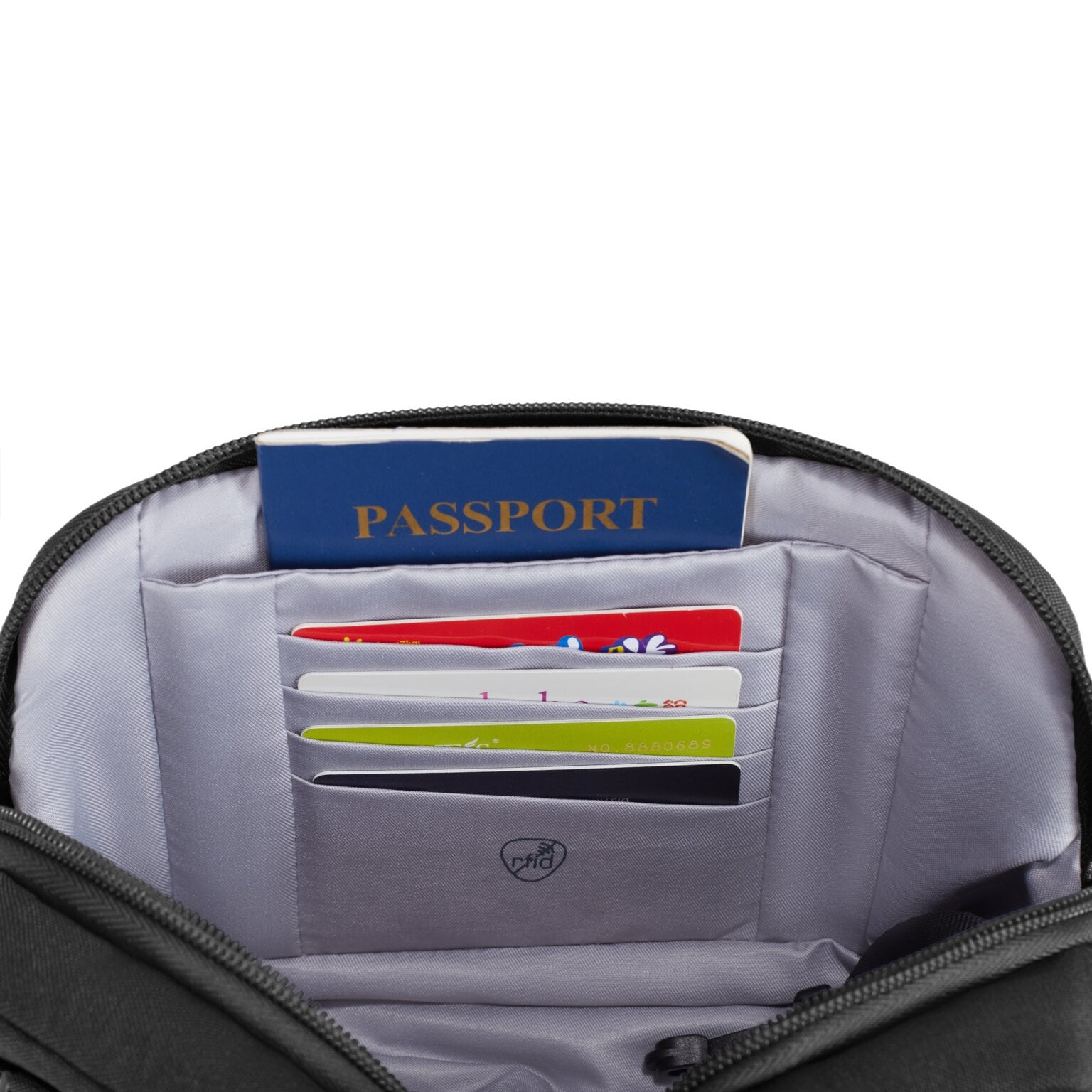 RFID-beschermde vakken van de Travelon Metro Convertible Crossbody met paspoort en pasjes