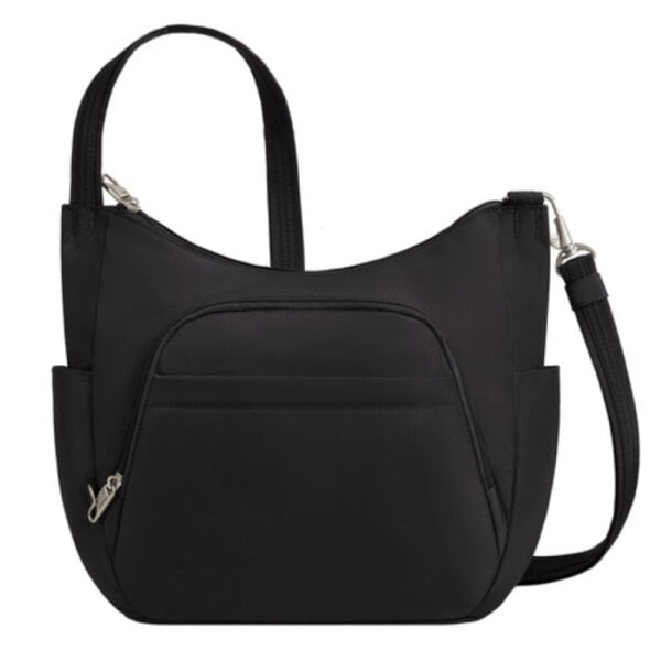 Vooraanzicht van de Travelon Classic bucket bag in zwart
