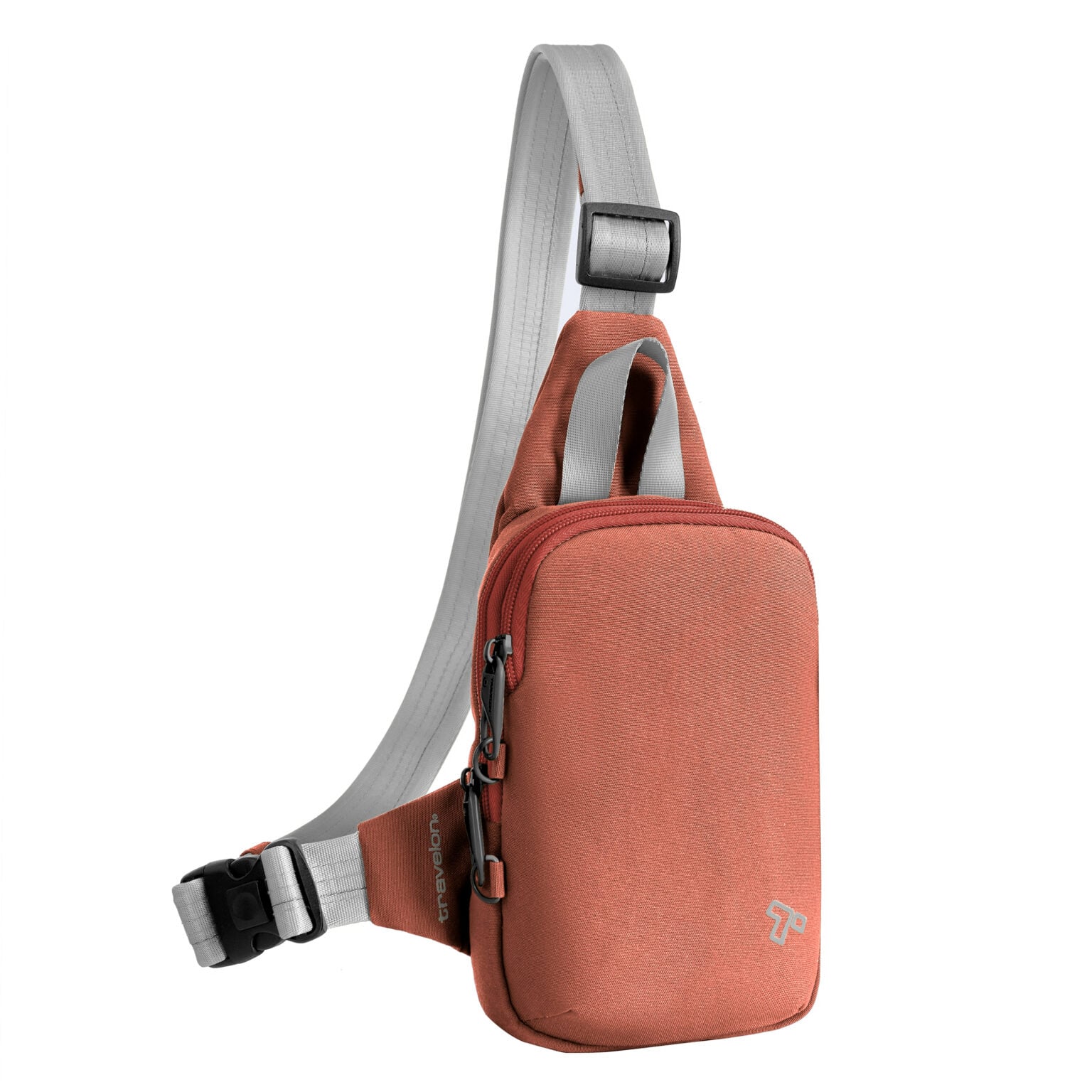 Travelon Voyages anti-diefstal compact sling in koraal, vooraanzicht
