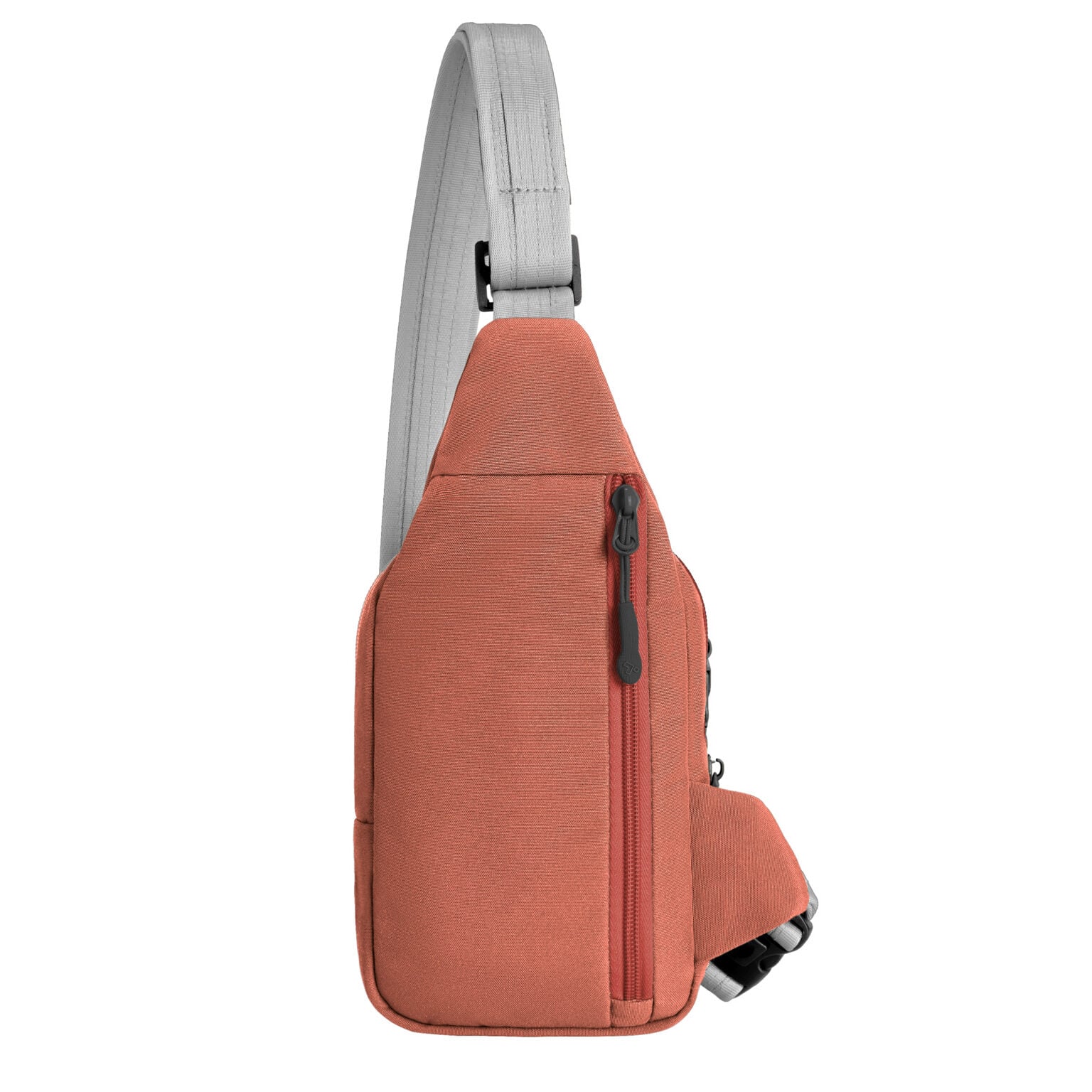 Travelon Voyages compact sling in koraal van voren met de band diagonaal
