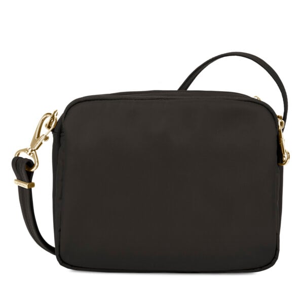 Achterkant van de Travelon Addison S crossbody tas in zwart