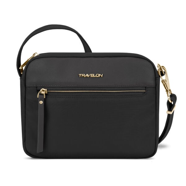 Vooraanzicht van de Travelon Addison S crossbody tas in zwart