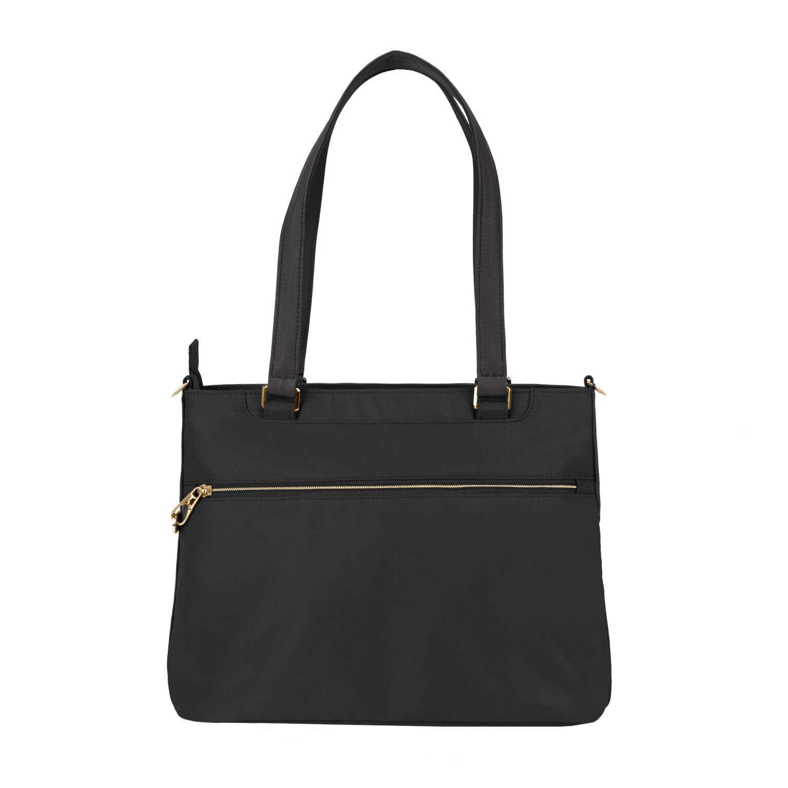 Achterkant van de Travelon Addison tote in zwart