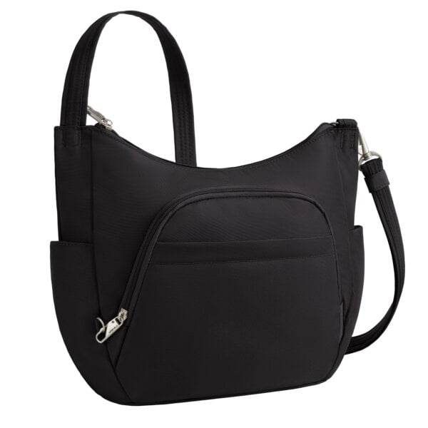 Vooraanzicht van de Travelon Classic bucket bag in zwart