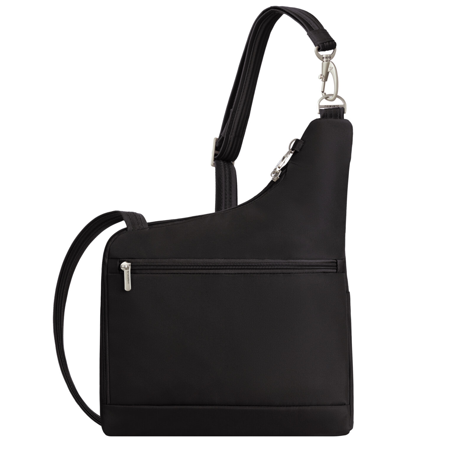 Achterkant van de Travelon Classic grote crossbody tas in zwart