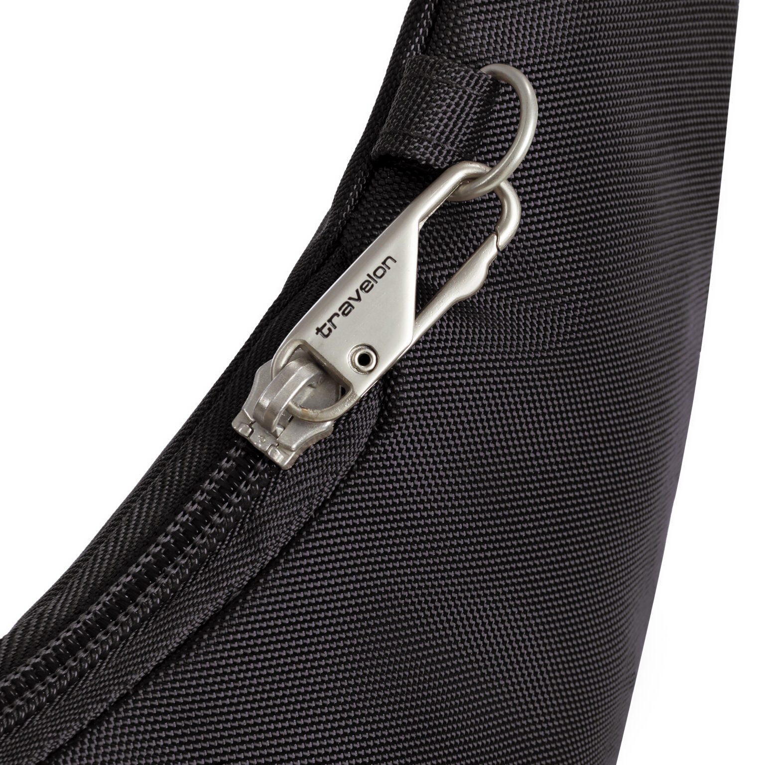 Vergrendelbare ritstrekkers van de Travelon Classic grote crossbody tas in zwart
