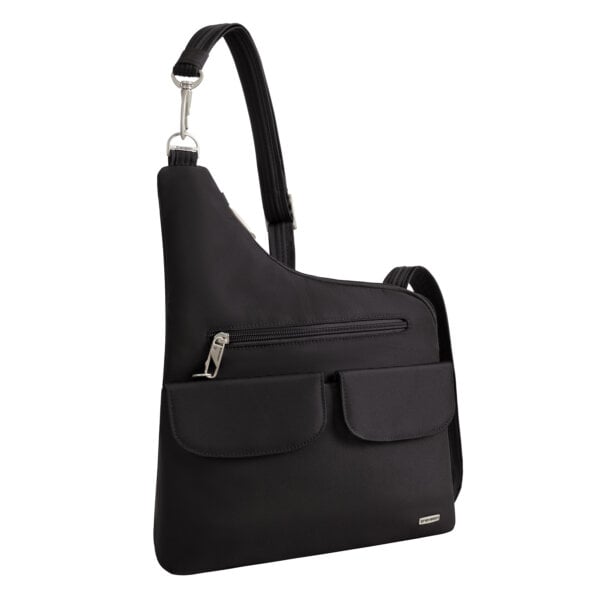 Vooraanzicht van de Travelon Classic grote crossbody tas in zwart