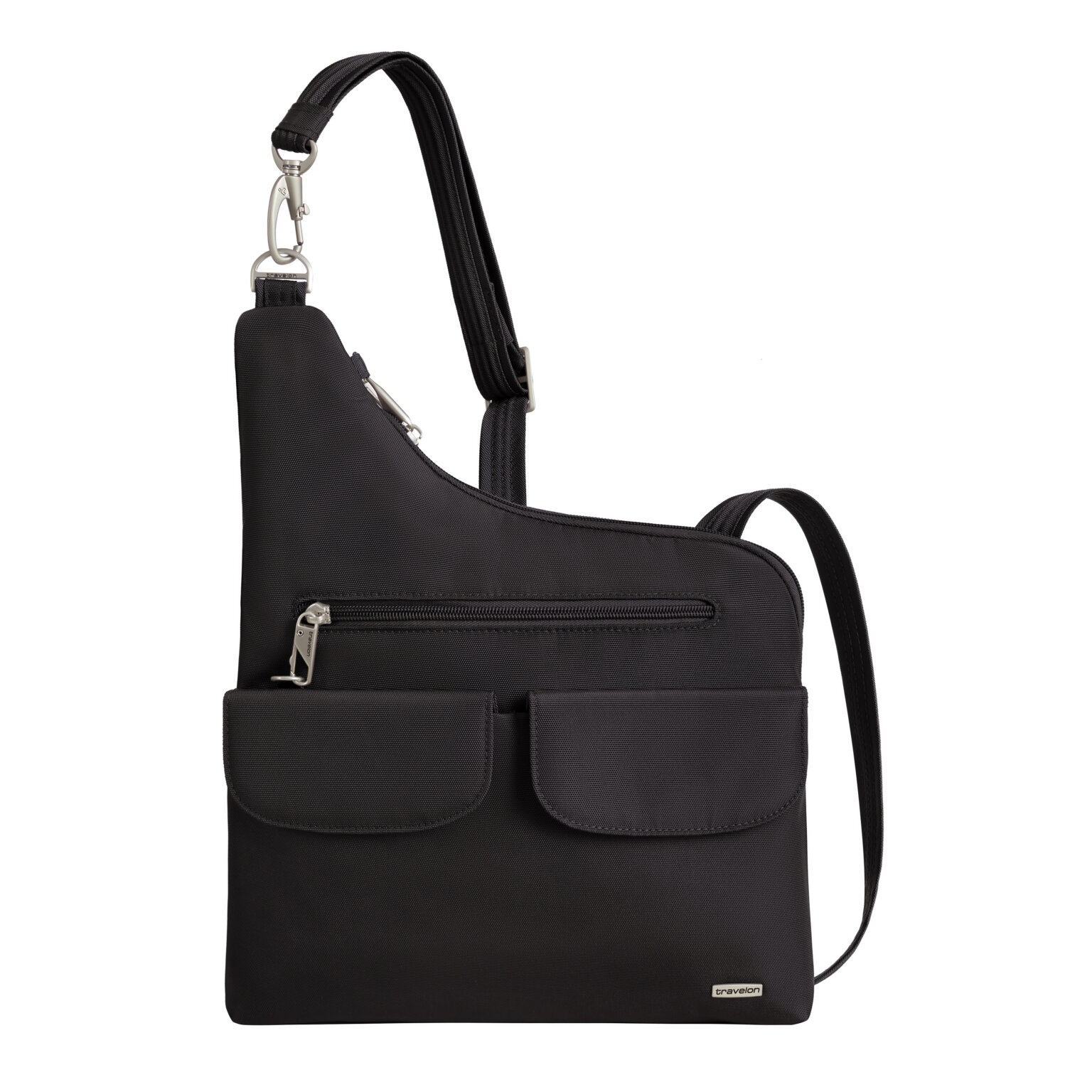 Vooraanzicht van de Travelon Classic grote crossbody tas in zwart