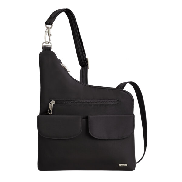 Vooraanzicht van de Travelon Classic grote crossbody tas in zwart