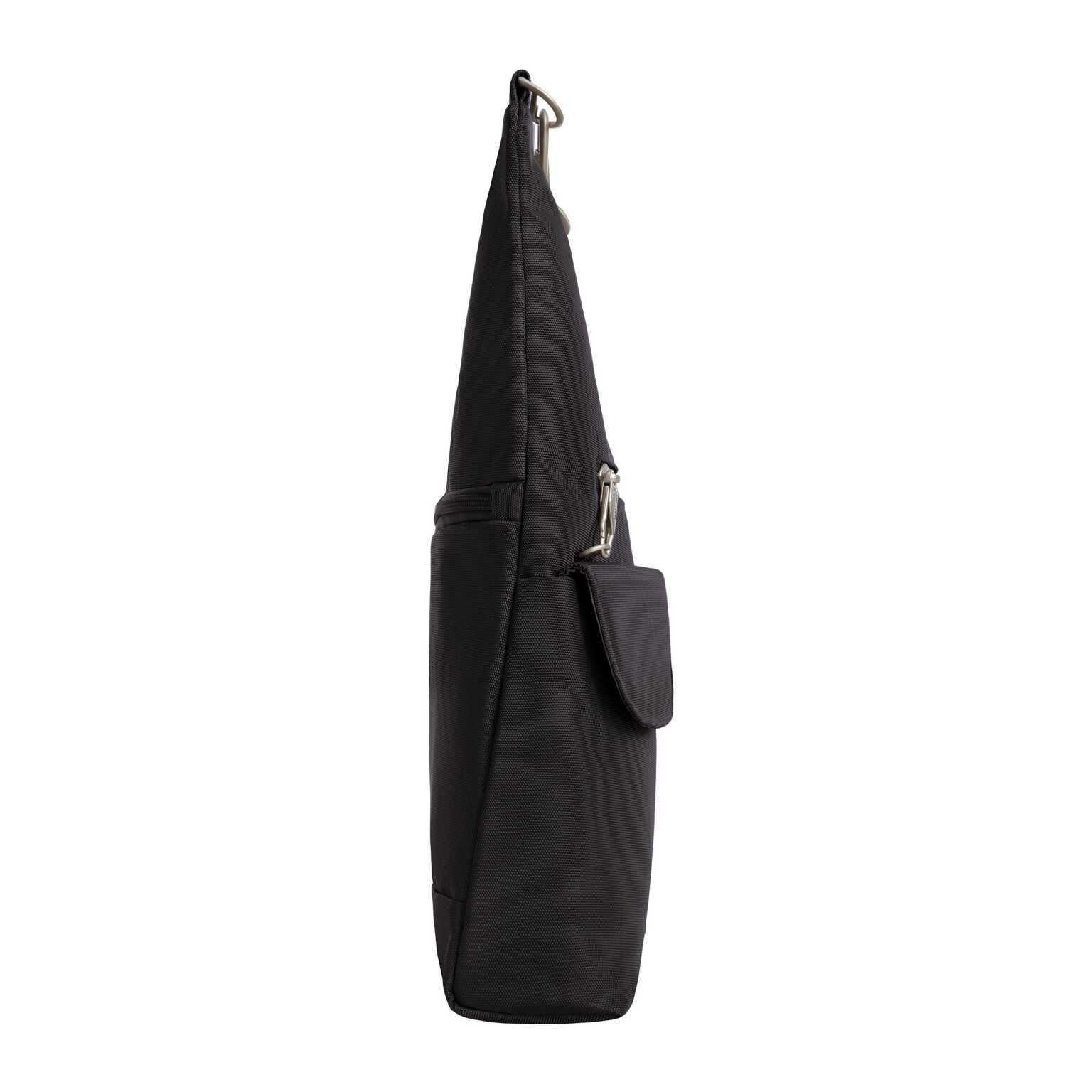 Zijkant van de Travelon Classic grote crossbody tas in zwart