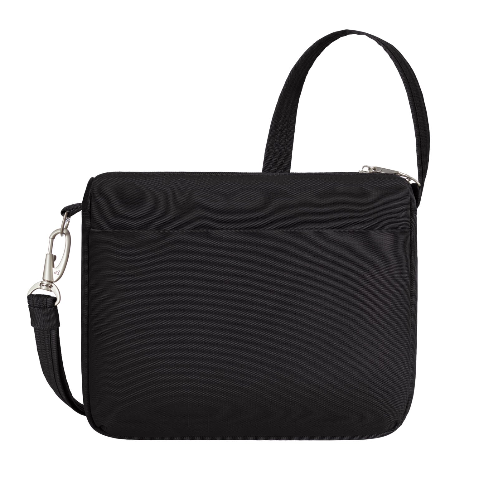 Achterkant van de Travelon Classic kleine crossbody tas in zwart