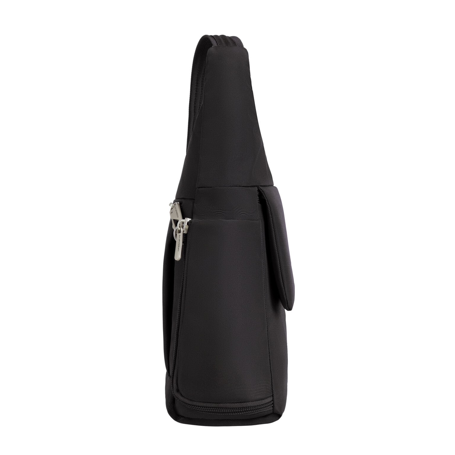 Zijkant van de Travelon Classic messenger tas in zwart