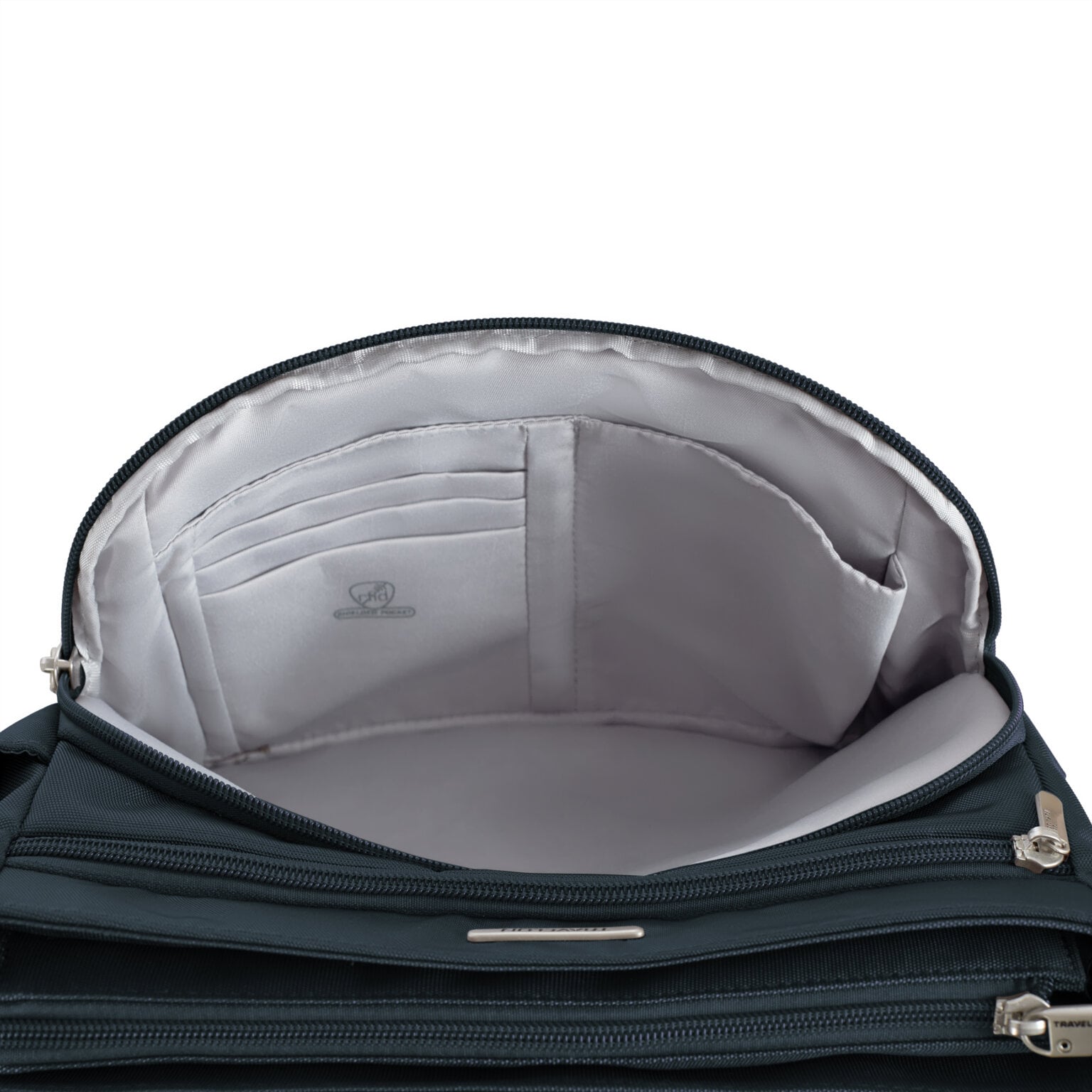 RFID-beschermde kaartvakken van de Travelon Classic N/S crossbody tas in midnight blauw