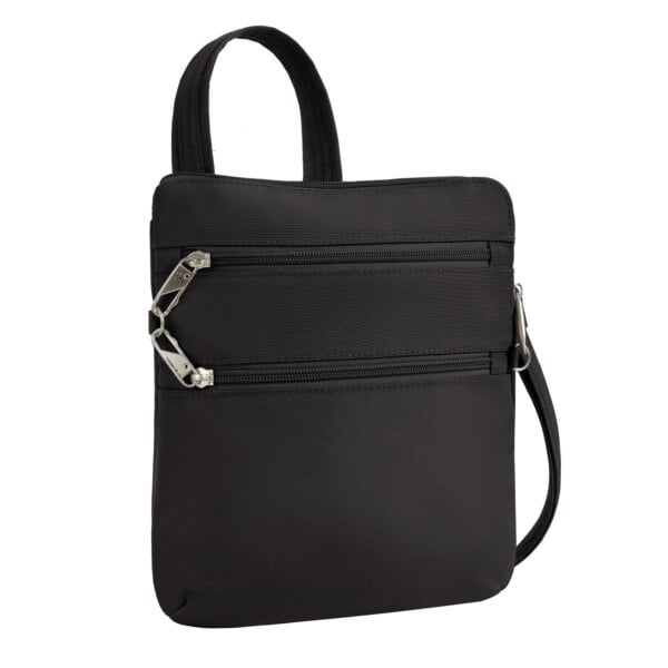 Vooraanzicht van de Travelon Classic slanke crossbody tas in zwart