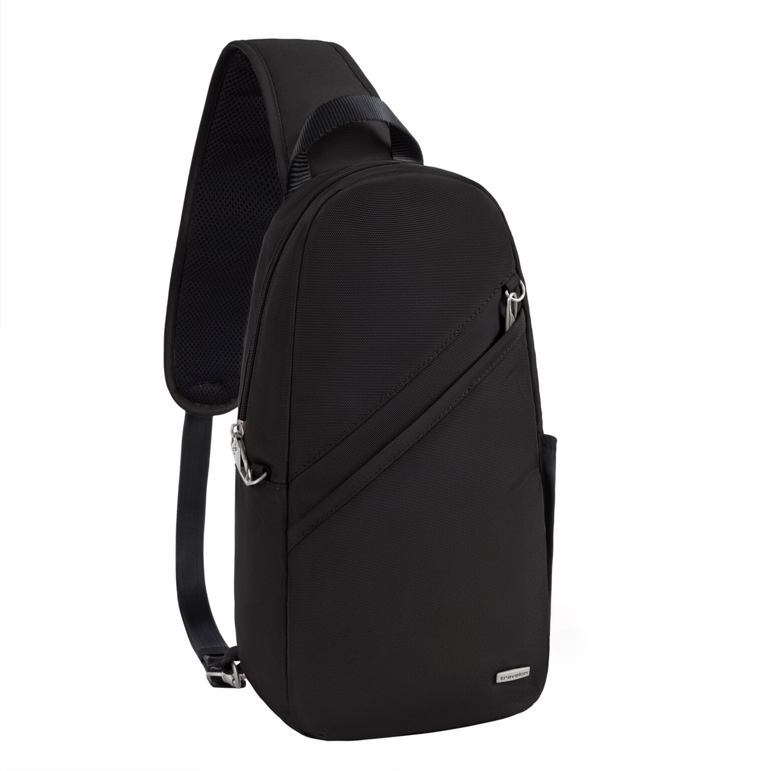 Vooraanzicht van de Travelon Classic sling tas in zwart