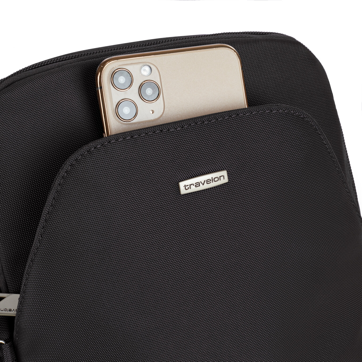 Insteekvak van de Travelon Classic travel bag in zwart met telefoon