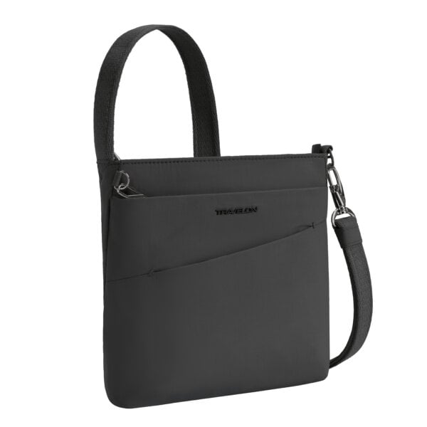 Vooraanzicht van de Travelon Roam kleine crossbody tas in zwart