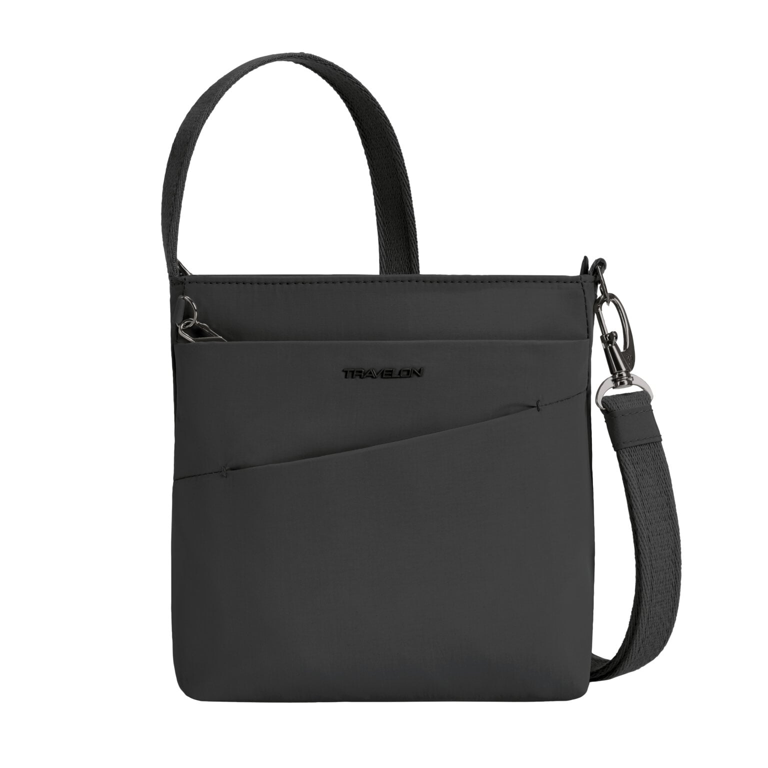 Vooraanzicht van de Travelon Roam kleine crossbody tas in zwart