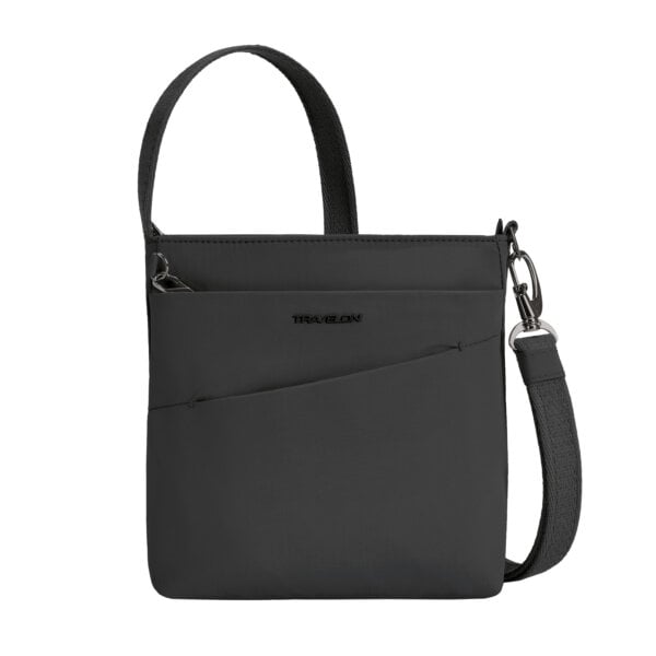 Vooraanzicht van de Travelon Roam kleine crossbody tas in zwart