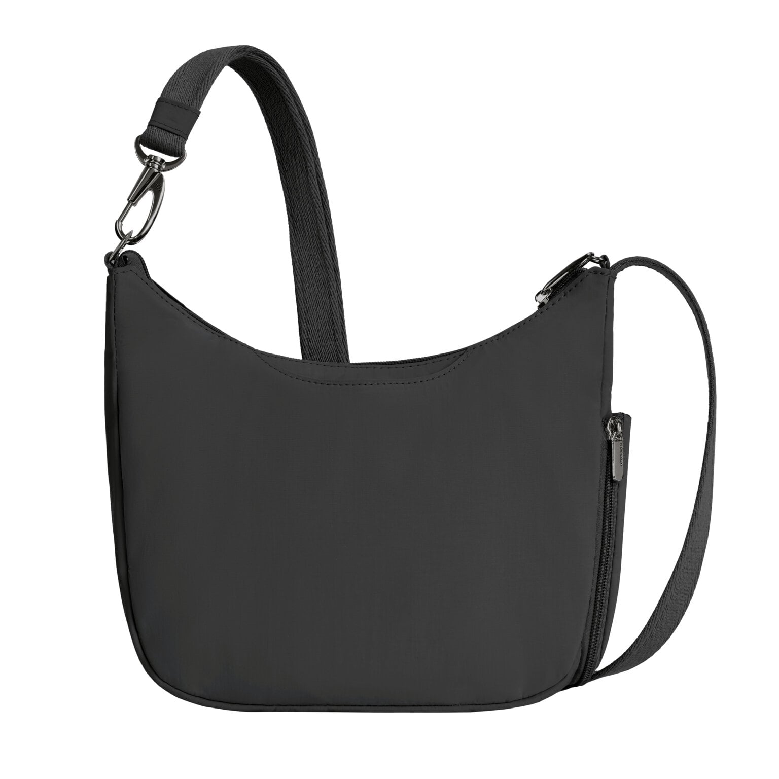 Achterkant van de Travelon Roam medium crossbody tas in zwart