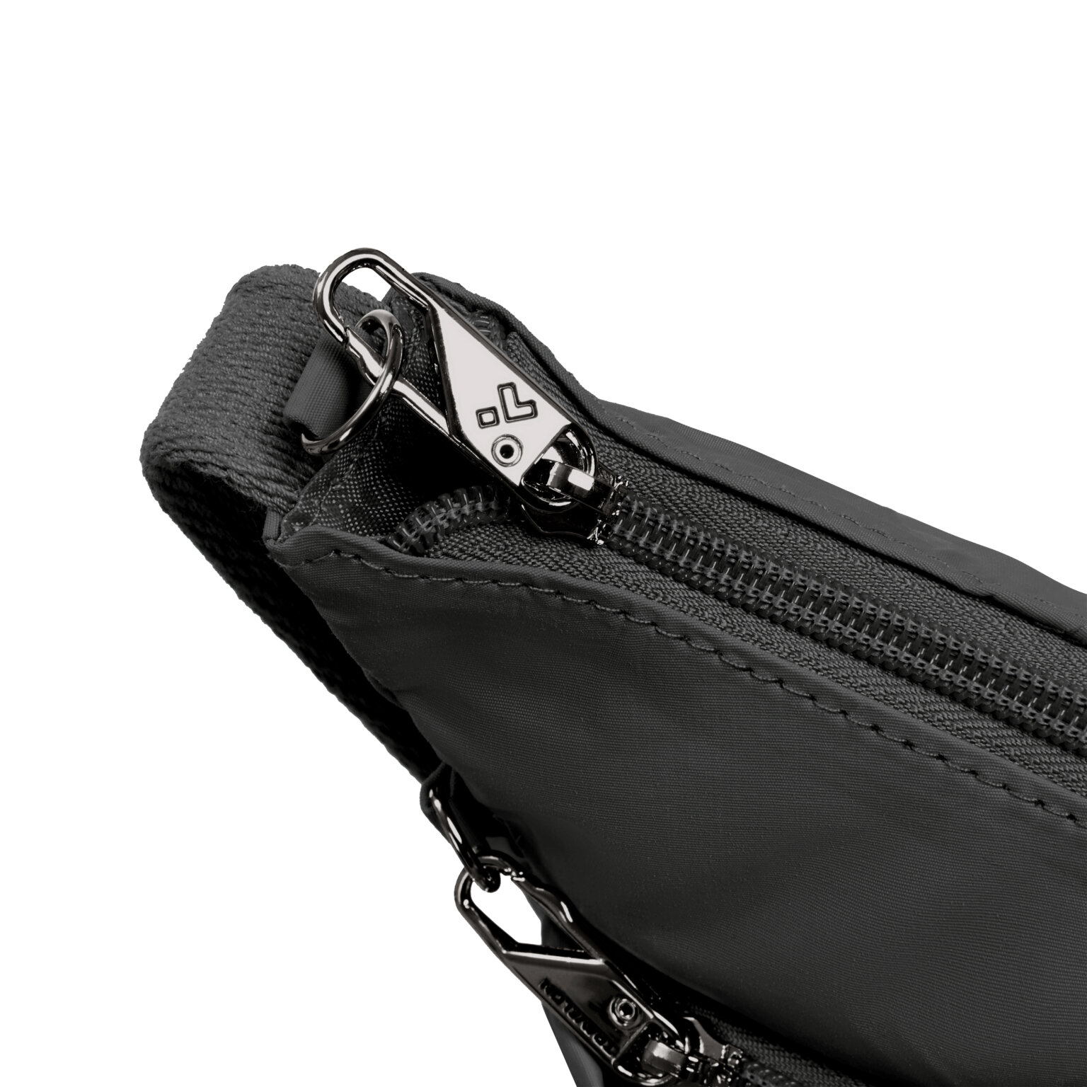 Vergrendelbare ritstrekkers van de Travelon Roam medium crossbody tas in zwart