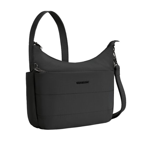 Vooraanzicht van de Travelon Roam medium crossbody tas in zwart