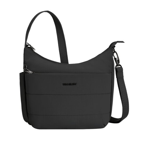 Vooraanzicht van de Travelon Roam medium crossbody tas in zwart